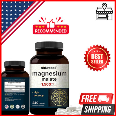 NatureBell Magnesium Malate 1,500mg, 240 Capsules | Chelated for High Absorption