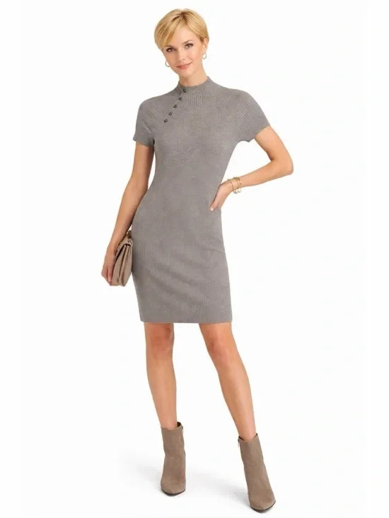 bodycon dress 2000s Ralph Lauren Vintage Merino Wool Ribbed Knit Small 12W Vera Wang 2000's Black Back Necklace Length:11 1/2