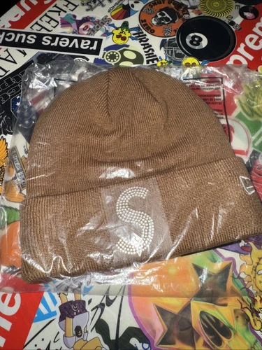 Bonnet marron Supreme Swarovski S logo New Era à la main