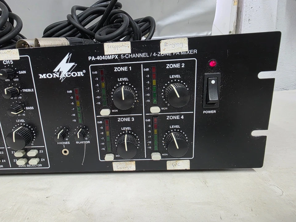 MONACOR  PA-4040 MPX 4 Zone 5 Kanal PA Mixer ELA Amplifier - Bild 4 von 4