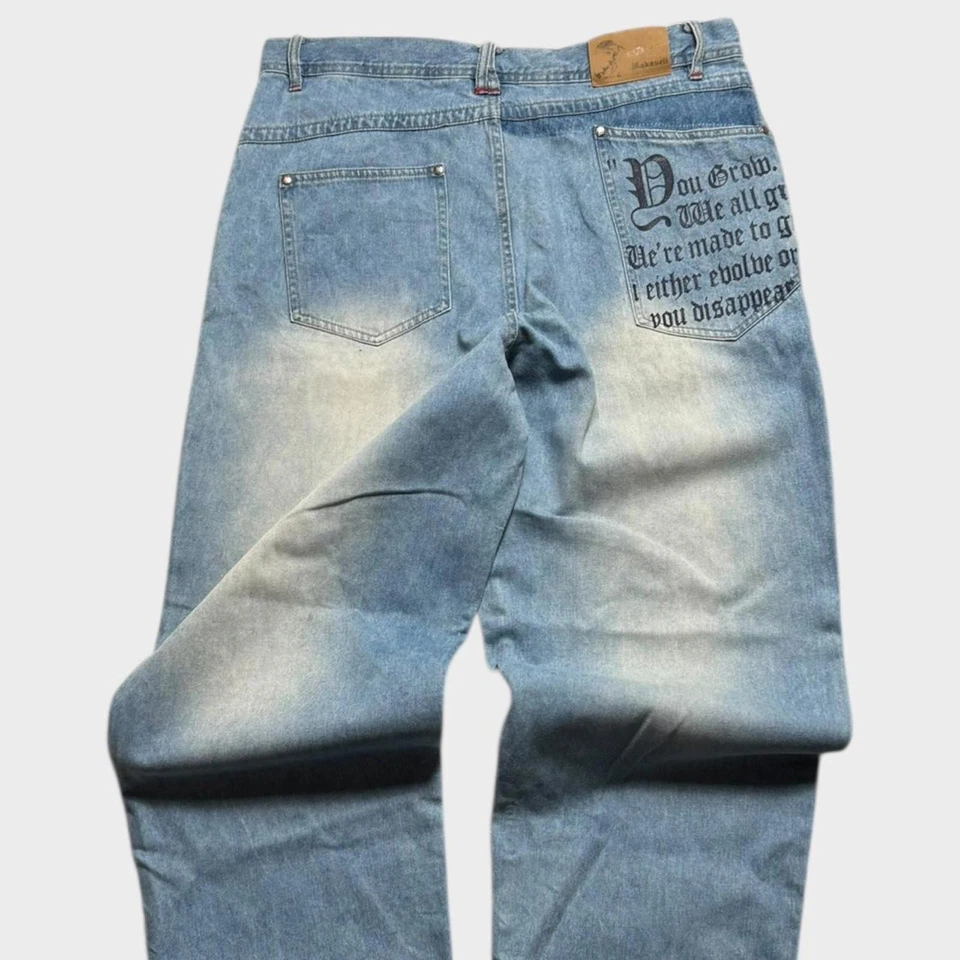 Jeans Makaveli de Colección Tupac Shakur Raro Para Hombre Azul Denim Calce Súper Suelto 38x34 Foto 4 de 4