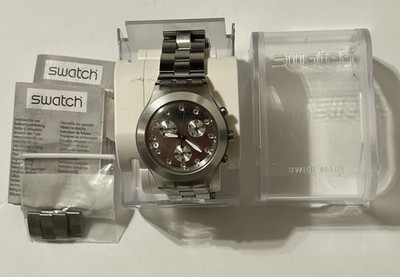 Swatch Irony Diaphane Mens Stainless Steel Watch With Box And