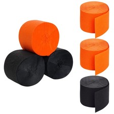 6 PCS Orange Black Halloween Crepe Paper Streamers 492 Ft Party Wall Decor
