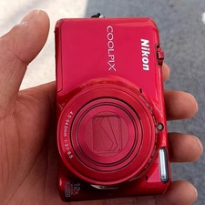 Nikon Coolpix S6500 Red 16MP 12X Zoom Digital Camera Complete - Tested