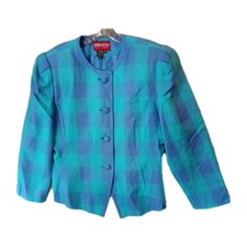 Vintage 80  s 90  s Sasson formal blue button blazer jacket retro chic care