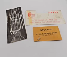 Vintage Ridgeway Clocks Owner's Manual + extra suspension spring 1983 HG/HL mvmt