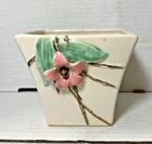 Vintage Whitish McCoy Pottery 1940's Ceramic Square Planter: Blossom Time
