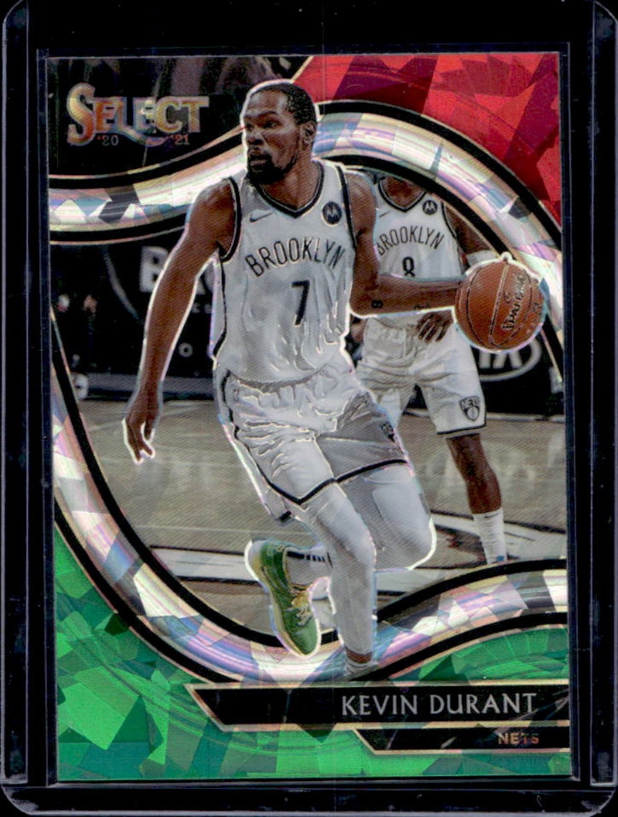 2020-21 Panini Select Kevin Durant Red White Green Cracked Ice Courtside #259