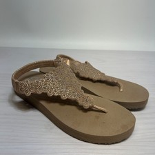 Skechers Women's Size 8 Cali Meditation Vegan Slingback Thong Sandals Beige