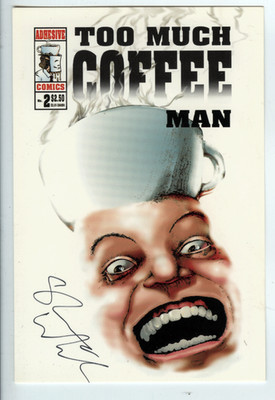 Too Much Coffee Man 1-4 Pack By Adhesive Comics With Signed Postcard