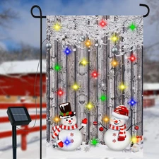 Christmas Lighted Garden Flag 12 X 18 Inch Snowman Christmas outside Decor Solar