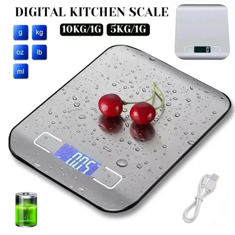 Digital Kitchen Scale 5kg/10kg Panel USB Charg Small Platform Scale