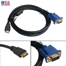 1.8m 6ft MINI HDMI male TO 15-PIN VGA M CABLE COMPUTER CORD DVD HD HDTV MONITER