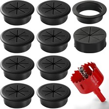 Desk Grommet 2 Inch 50 mm 8 Pieces, Desk Hole Cover for Cables Black, ABS Plas