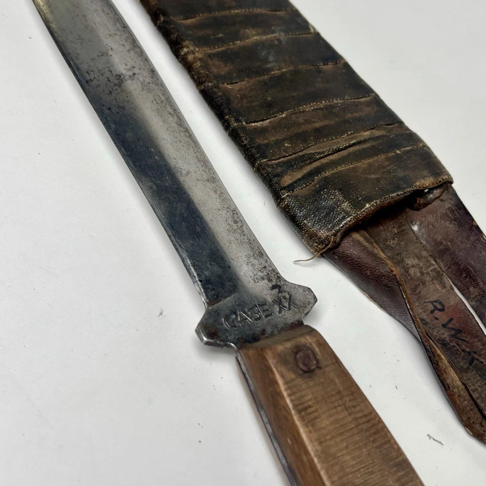 Rare Vintage 1940's CASE XX Pig Sticker WWII Fighting Knife Dagger in Sheath - Image 2 of 4
