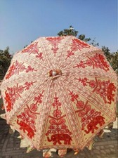 Indian Embroidered Garden Parasol Flower 72" Outdoor Sun Shade Patio Umbrella 1