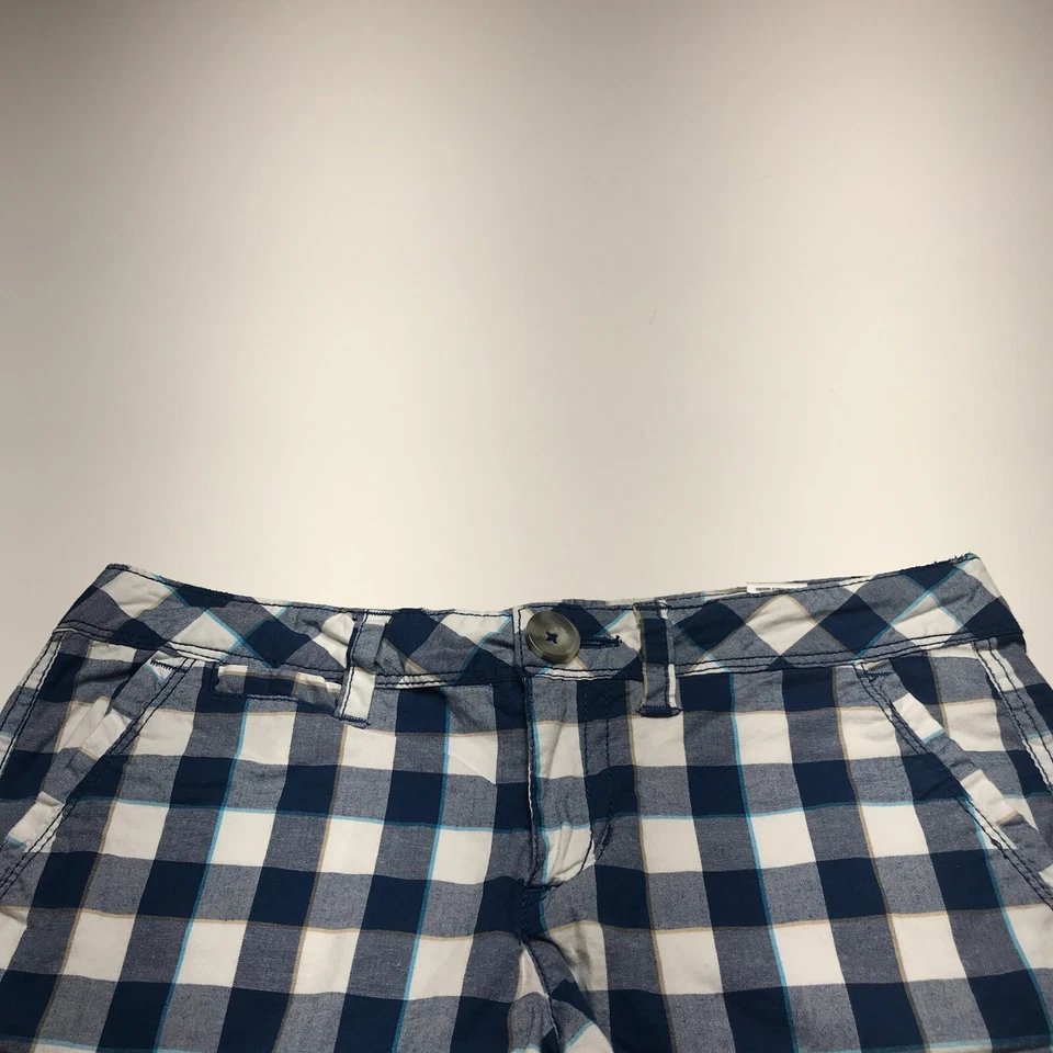 Aeropostale 短裤青少年 5/6 白色蓝色格子轻便舒适步行短裤 — 第 3/4 张图片