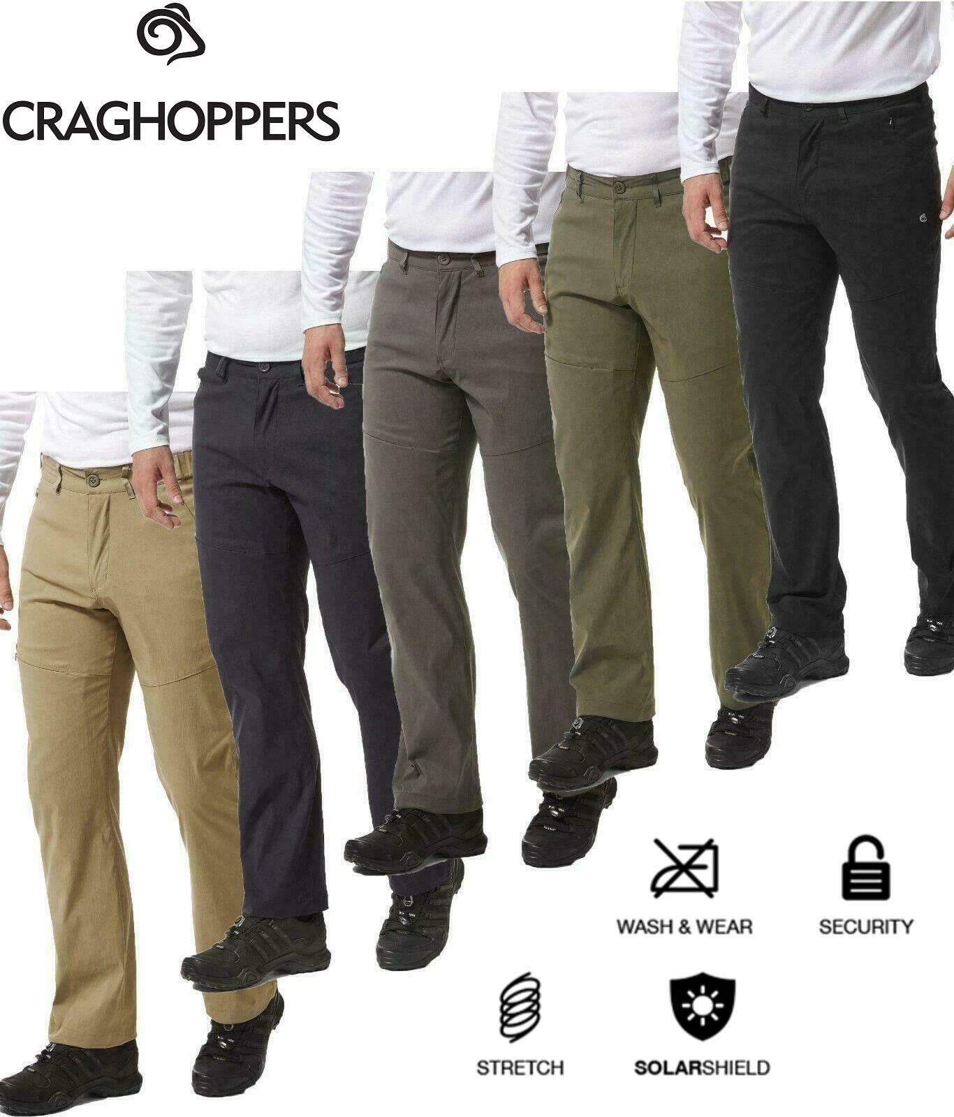 Craghoppers Mens KIWI PRO II Easy Stretch Trousers Golf Work Walking UPF