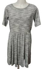 Apt 9 Woman's dress XL Gray Stripe Elastic waist 3/4 length sleeves Jersey style