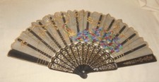 9" Women's Hand Fan Embroidered Peacock