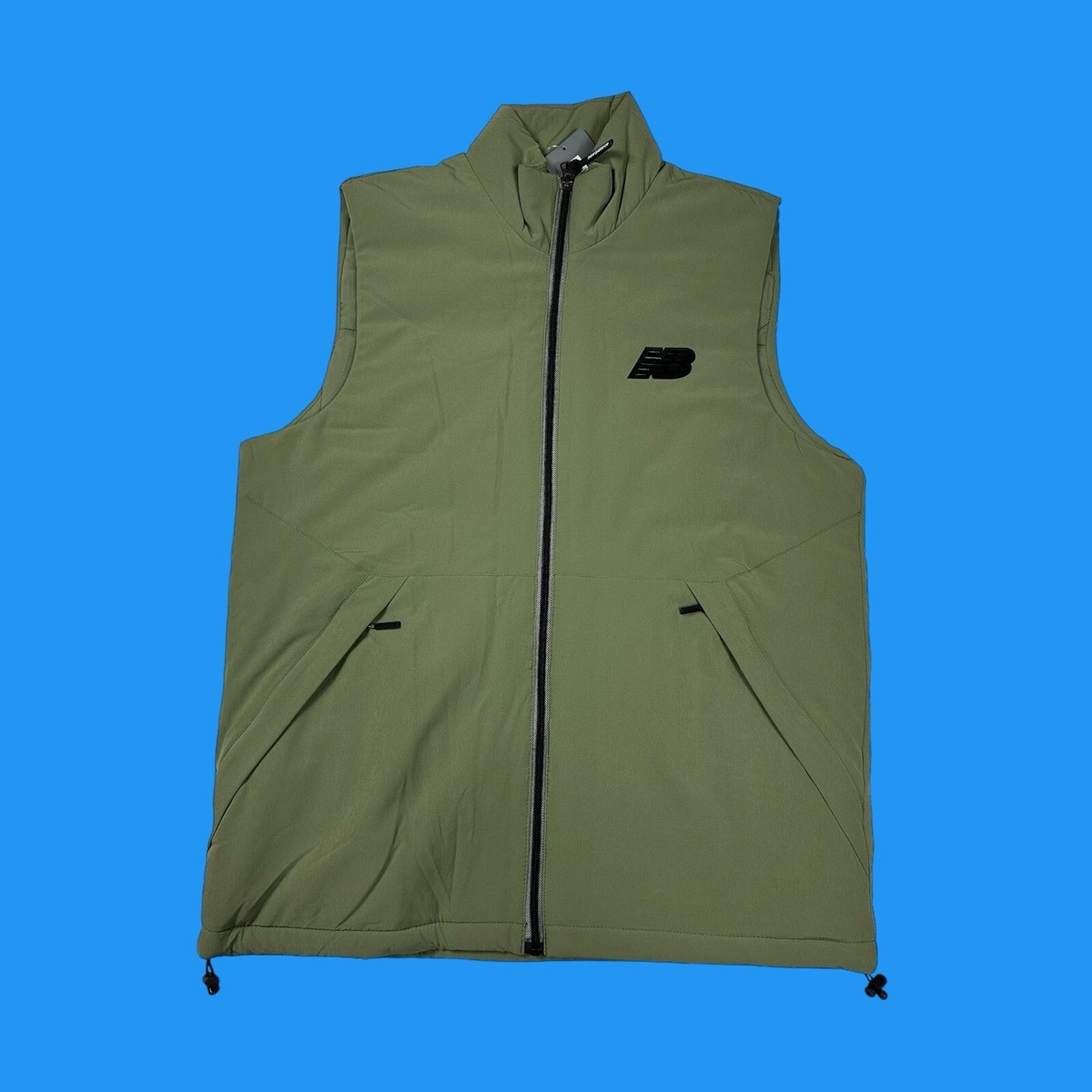 New Balance Mens Size Small Logo Insulated Water Resistant Green Tech Vest