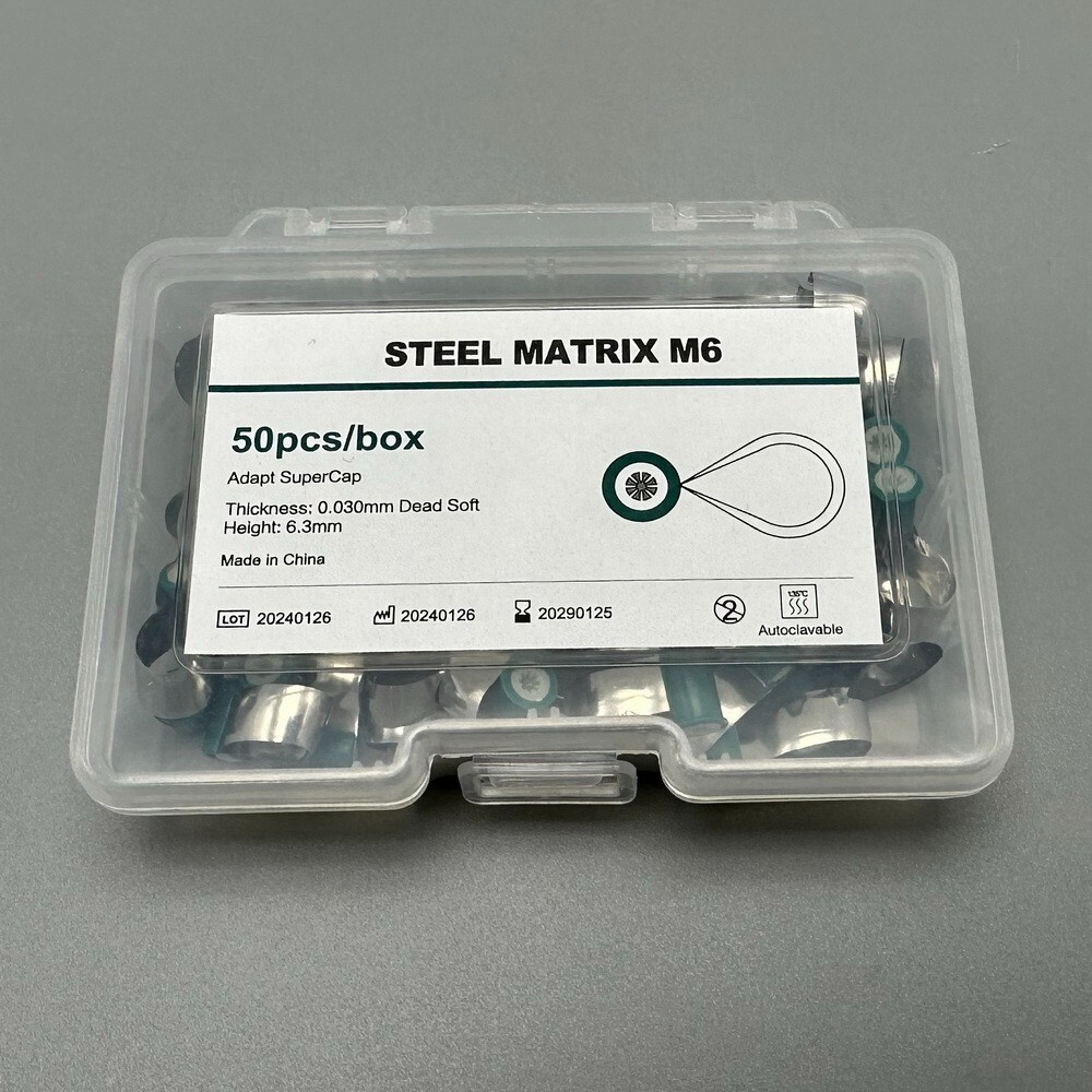 Dental Adapt SuperCap Steel Matrix Bands – M6, 0.038mm Thickness, 50 Pieces