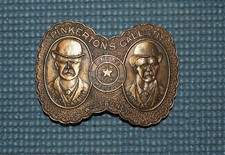 Vintage 70's PINKERTON'S GALLERY Belt Buckle Brass Butch Cassidy Sundance Kid