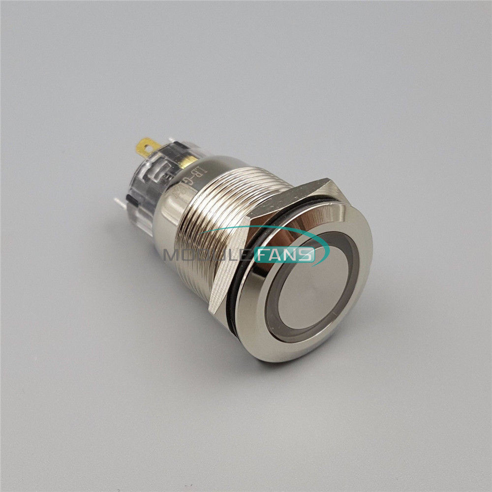 19mm 12V Waterproof Metal 5Pin ON-OFF Momentary LED Push Button Switch ...