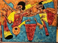 Modern Abstract, Surreal Coloured Faces People Portrait Colourful Pattern...