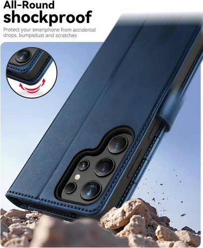 OCASE for Samsung Galaxy S25 Ultra Case, PU Leather Wallet, Magnetic Flip Folio - Picture 6 of 7