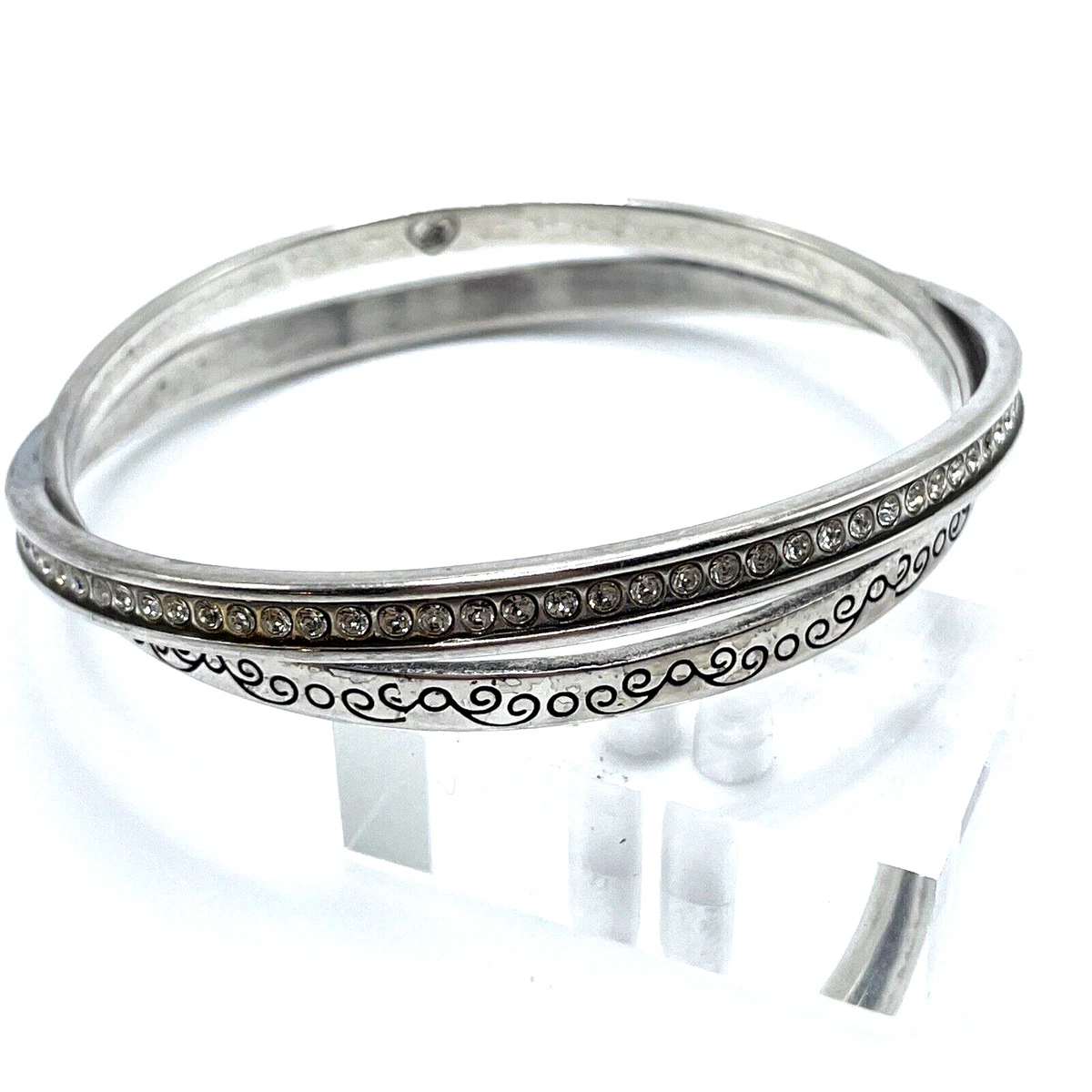 Brighton Neptunes Rings Bangle Bracelet Silver Crystal Double