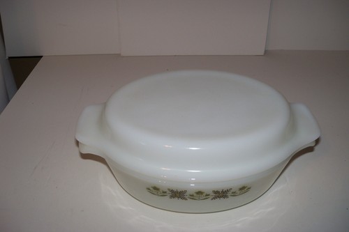Vtg. Fire King Anchor Hocking Meadow Green 433 1 1/2 Qt Casserole Dish With Lid - Picture 2 of 7