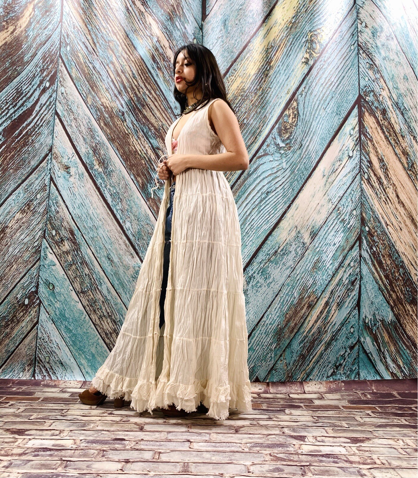 Boho Zoe Maxi Ruffled Duster Cardigan 