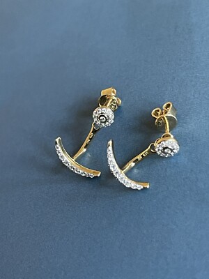 Cervin Blanc 18ct Yellow Gold Diamond Earrings 0.21ct Jacket Studs 2 in 1