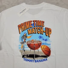 Tommy Bahama T Shirt Men Large Pocket Tee Primetime Grill BBQ Parrot Basketball
