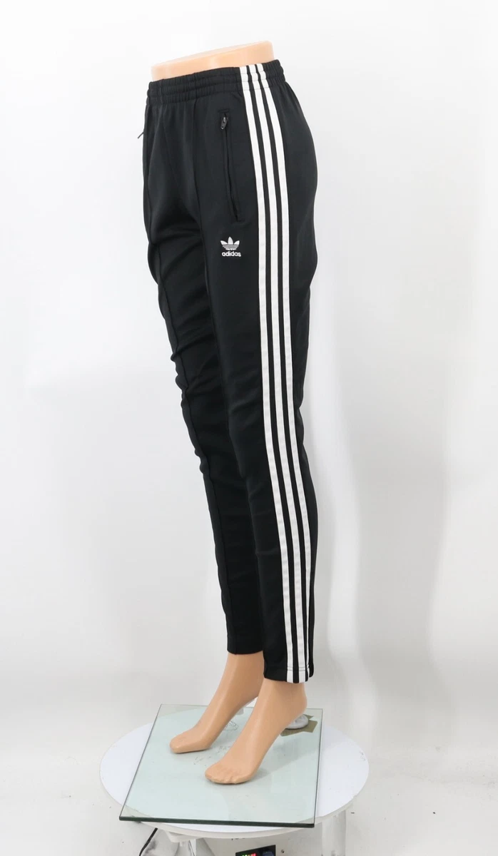 ADIDAS WOMENS BLACK WHITE TAPE LEG TRACKSUIT BOTTOMS PANTS 26N001 HH