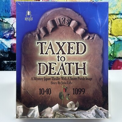 Bepuzzled TAXED TO DEATH Mystery Jigsaw Puzzle Game Sealed 1000 Pieces IRS NEW!