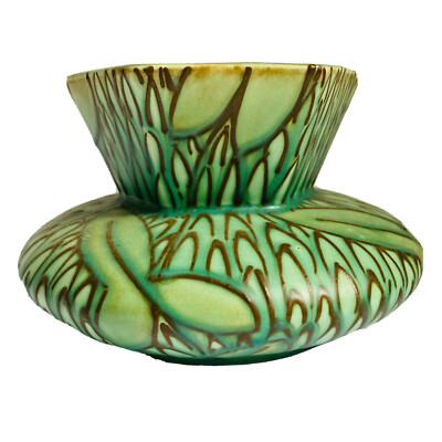 Thomas Förster Vase Phönix Grün Serie Art Deco Röhre gefüttert 20er Jahre grün