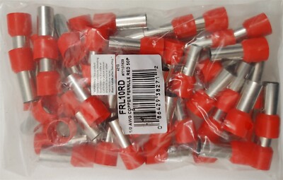 The Install Bay FRL10RD Red Barrel 1/0 AWG Copper Ferrules - 50 per bag
