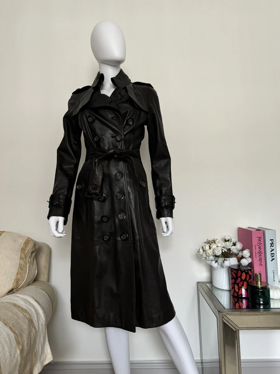 Burberry leather 2024 trench coat
