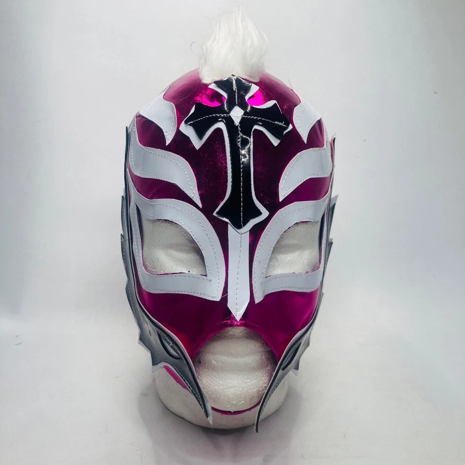 Máscara pulóver Ry Mysterio hecha a mano para niños lucha libre Lucha ajuste rosa spandex y negro Foto 2 de 4