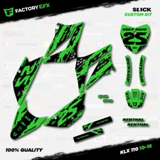 Black & Green Slick Racing Graphics Kit fits Kawasaki 10-25 Klx110 KLX 110 Decal