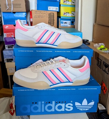 Adidas Originals Squash Indoor Shoes in White/Pink/ Gum Mens SZ 10 IG1385 Samba