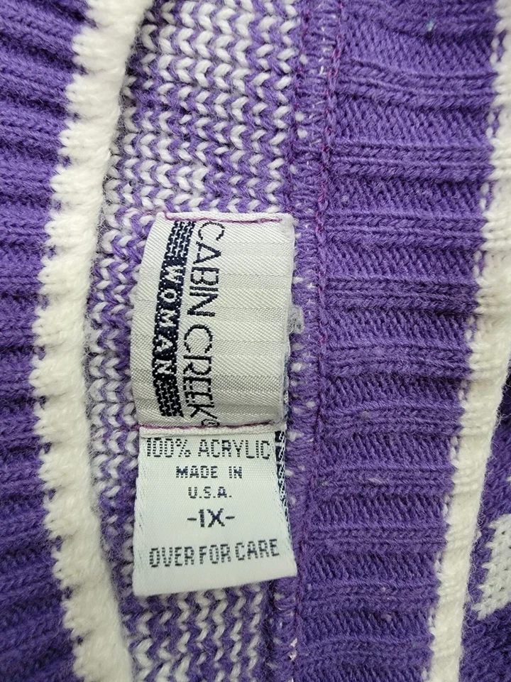 Camisa suéter blusa Cabin Creek para mujer talla 1X púrpura blanco floral estrella Foto 3 de 4