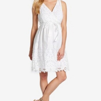 Jessica Simpson Maternity White Dress size Large worn once | eBay