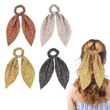 4Pcs Floral Hair Scarf Scrunchies Floral Hair Scarf with Long Ribbon Bow