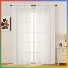 Sheer Curtains 84 Inch Ivory Voile Light Filtering 2 Panels Textured