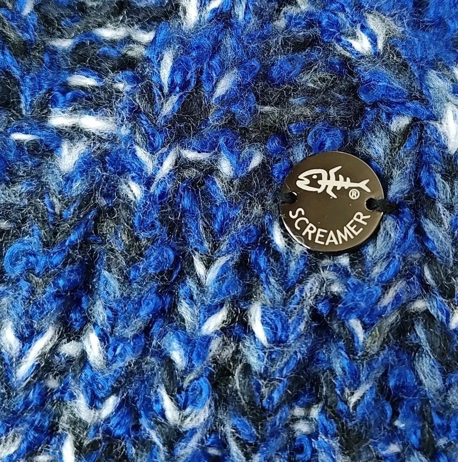 Gorro Screamer Pom Pom Mármol Azul Tejido con Cable Invierno Esquí  Foto 4 de 4
