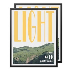 8 x 10 Picture Frame Set of 2 Black Photo Frame Resistant Photo Frame with Po...