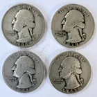 US Coin Lot of 4 Quarter 25c Washington 1935D 1939P 1941P 1942P Circulated